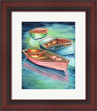 Framed Docked Rowboats II Print