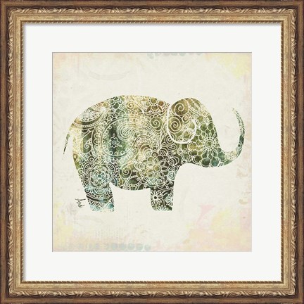 Framed Boho Elephant I Print