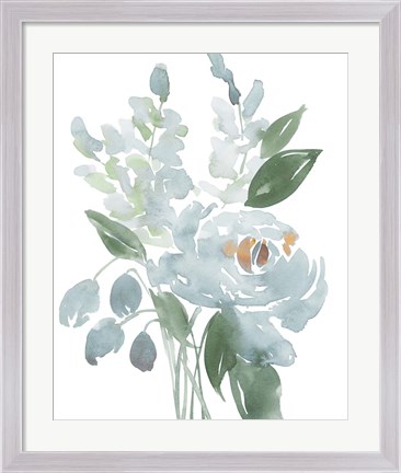 Framed Restful Blue Floral I Print