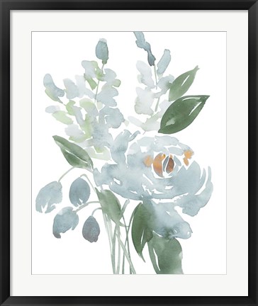 Framed Restful Blue Floral I Print
