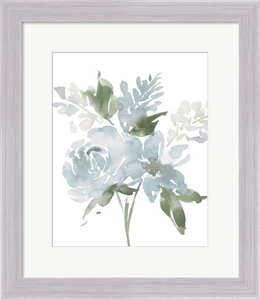 Framed Restful Blue Floral II Print