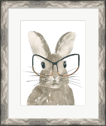 Framed Bunny With Glasses Print