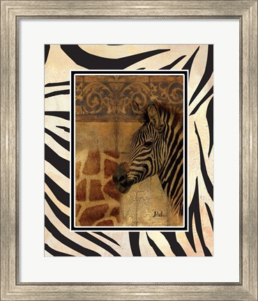 Framed Elegant Safari with Border I (Zebra) Print