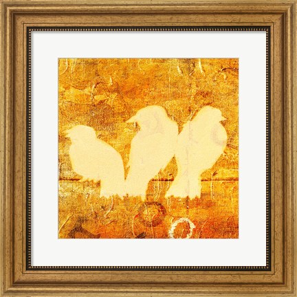 Framed Birds Meeting Orange II Print