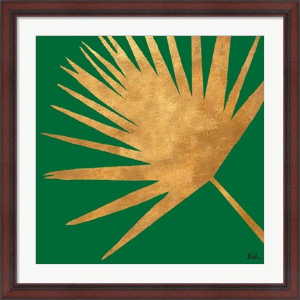 Framed Gold Organic On Green Print