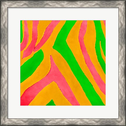 Framed Psychedelic Zebra Print I Print