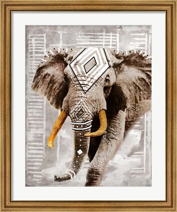 Framed Modern Boho Elephant Print