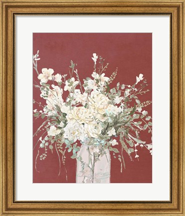 Framed Warm Flowers in Glass Vase Print