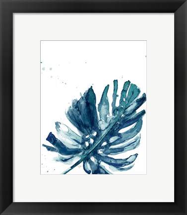Framed Teal Palm Frond I Print