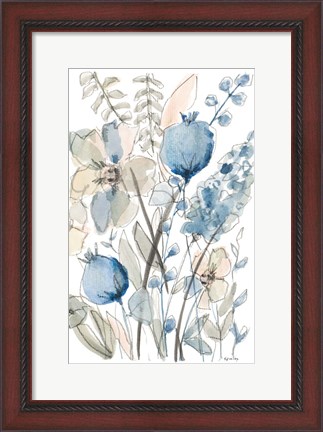 Framed Blue And White Floral I Print