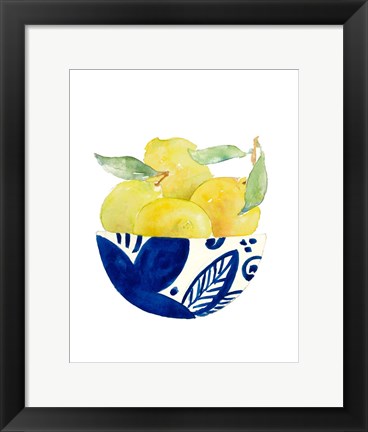 Framed Bowl of Lemons I Print