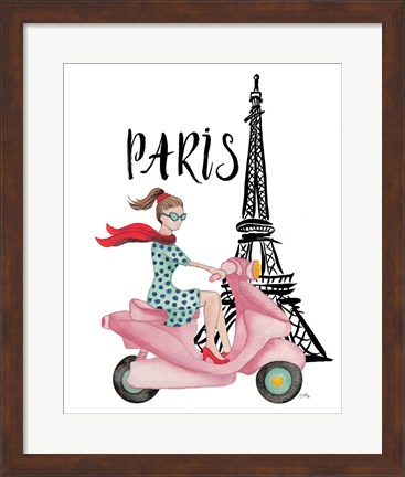 Framed Paris By Moped Print
