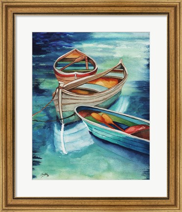 Framed Docked Rowboats I Print