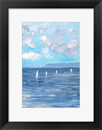 Framed Boats and Waves II Print
