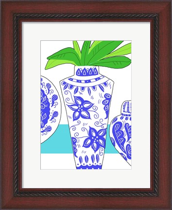 Framed Blue Vase I Print