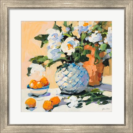 Framed Flowers And Oranges Print