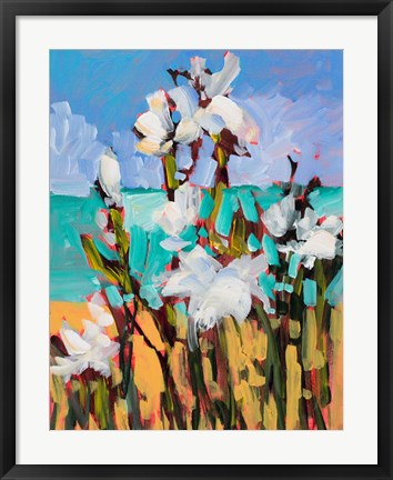 Framed Flowers By The Beach Print