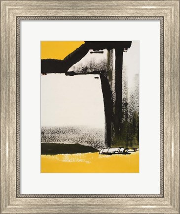 Framed Yellow Abstract Vertical I Print