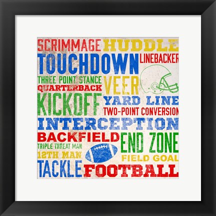 Framed Colorful Football Typography Print