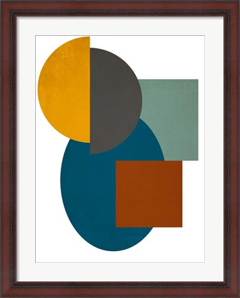Framed Simple Shapes on White II Print