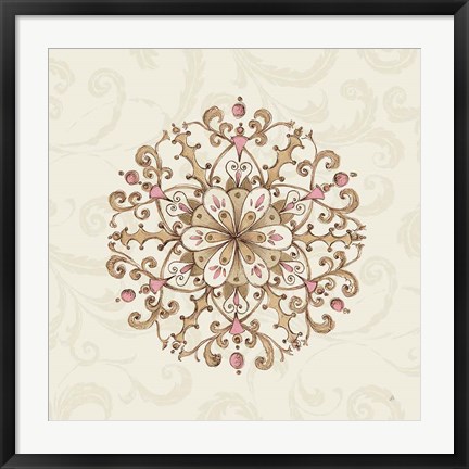 Framed Elegant Season Snowflake III Pink Print