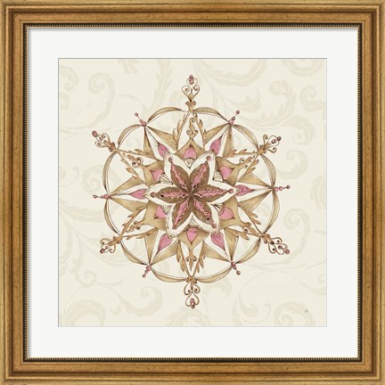 Framed Elegant Season Snowflake II Pink Print