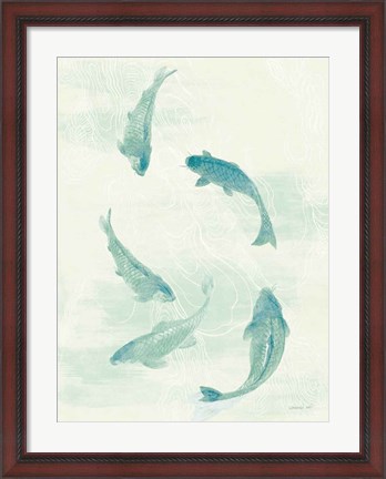 Framed Celadon Koi I Print