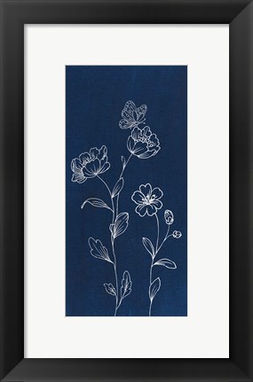 Framed Blue Butterfly Garden I Print