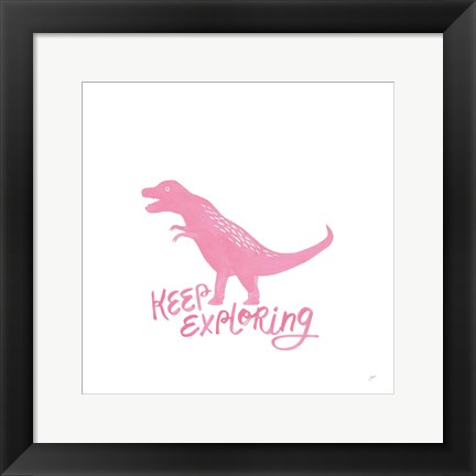 Framed Dino Inspiration VIII Pink Print