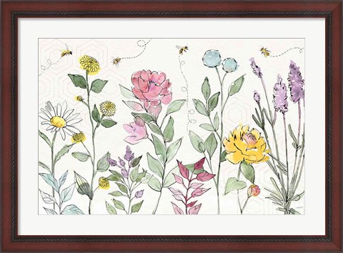 Framed Honeybee Blossoms I Print