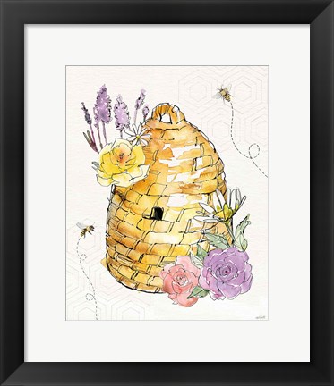 Framed Honeybee Blossoms VII Print