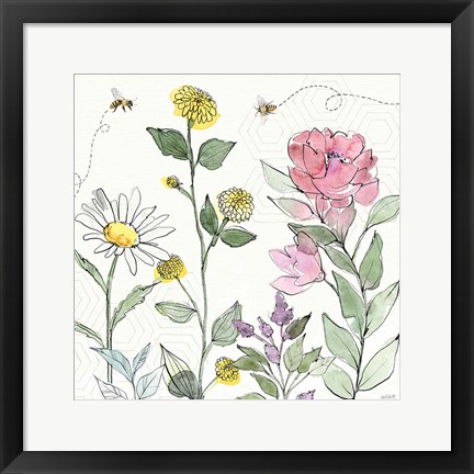 Framed Honeybee Blossoms III Print