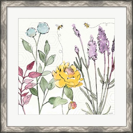 Framed Honeybee Blossoms II Print