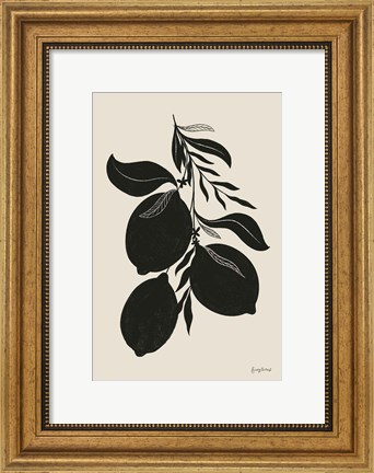 Framed Lemon Silhouette I Print