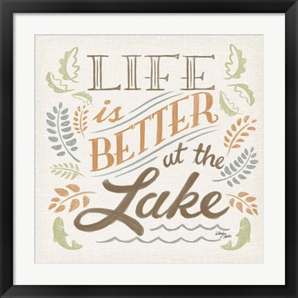 Framed Lake Life I Green Print