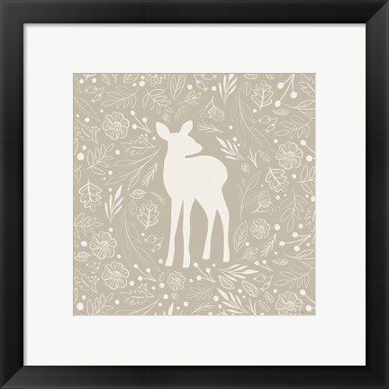 Framed Floral Deer Print