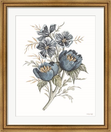 Framed Blue Botanical Peonies Print
