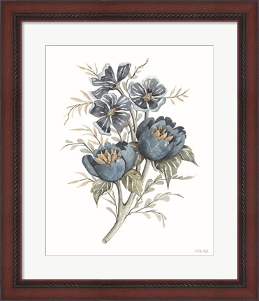 Framed Blue Botanical Peonies Print