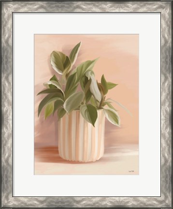 Framed Striped Bohemian Plant I Print