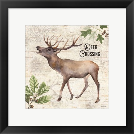 Framed Deer Crossing Print