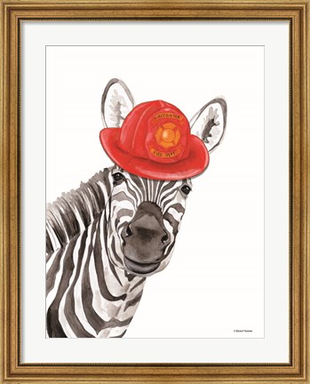 Framed Firefighter Zebra Print
