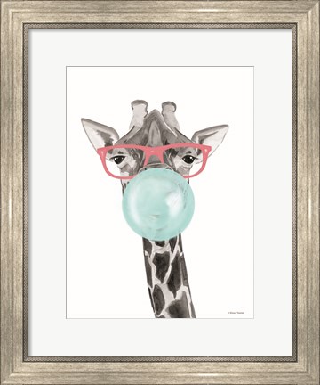 Framed Bubble Gum Giraffe Print