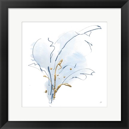 Framed Blue and Gold Floral III Print