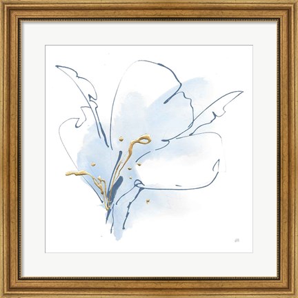 Framed Blue and Gold Floral II Print