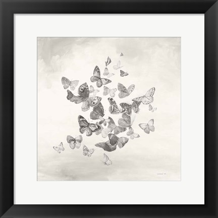 Framed Beautiful Butterflies BW Print