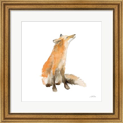 Framed Dreaming Fox on White Print