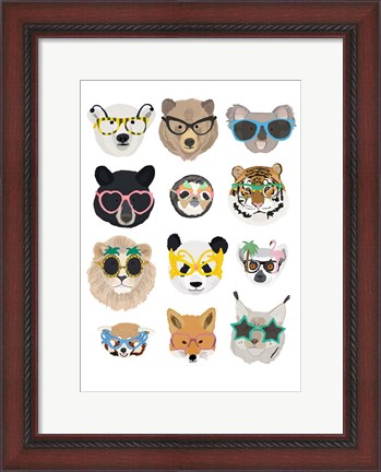 Framed Big Cats In Fancy Glasses Print