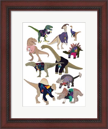 Framed Dinosaurs in 80&#39;s Jumpers Print