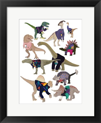 Framed Dinosaurs in 80&#39;s Jumpers Print