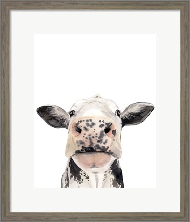Framed Watercolor Cow Portrait II Print